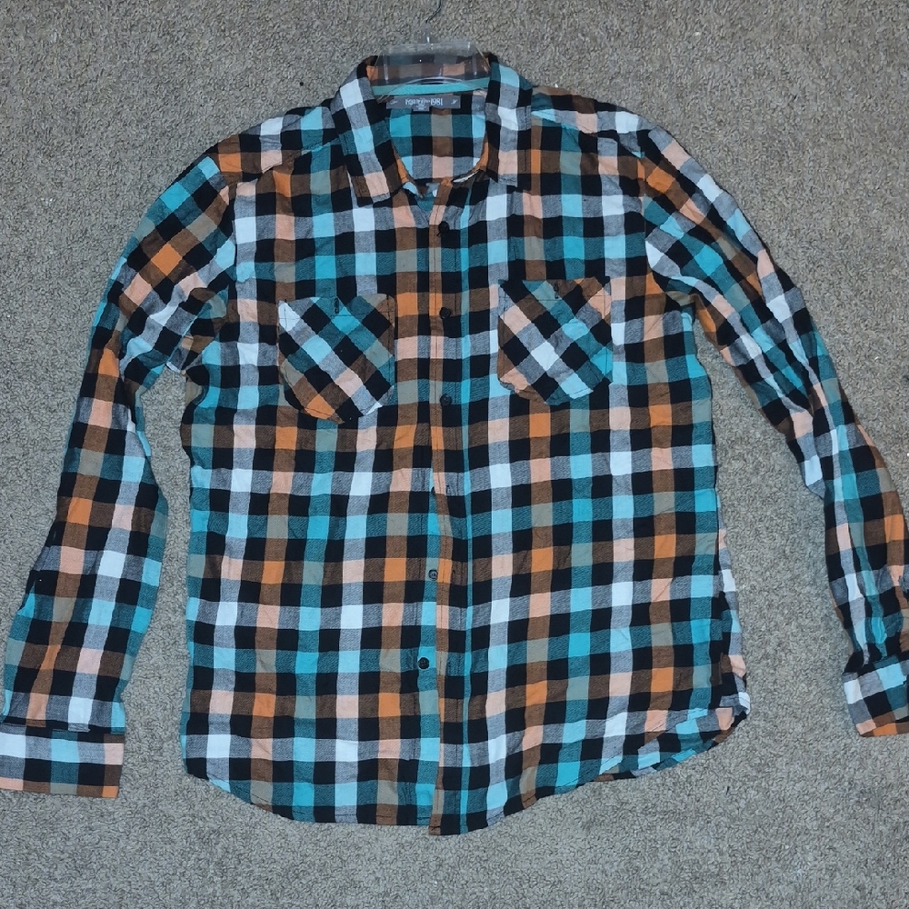 Heritage 1981 Teal, Black & Tan Plaid Button-Down Shirt